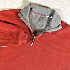 IZOD Sweater 1/4 Zip Men's Large Orange Pullover Ribbed Mock Neck Quarter‎ Zip